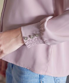 Tiaclasse L 【洗える】襟刺繍ピンタックブラウス