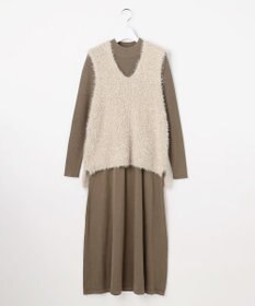 Feroux ジレ付きニット ワンピース