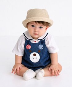 MIKI HOUSE HOT BISCUITS 【44-48cm】 麦わら風 くまみみ ハット