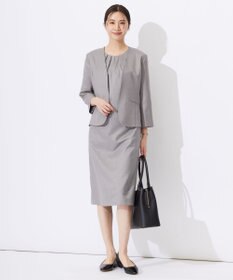 J.PRESS LADIES 【セットアップ対応・洗える・UVケア・速乾】 OXIJEWELストレッチ ノーカラー ジャケット
