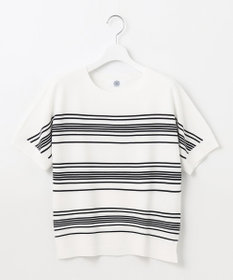 J.PRESS LADIES L 【洗える】レーヨンエリートストレッチ ボーダー ドルマン ニット