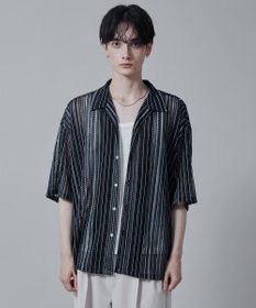 WEGO ストライプメッシュBIGシャツ（S）