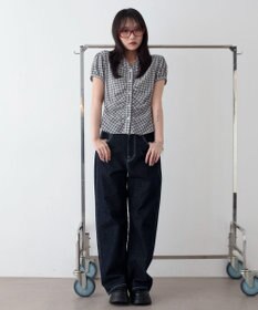 WEGO コンパクトギャザーチェックシャツ