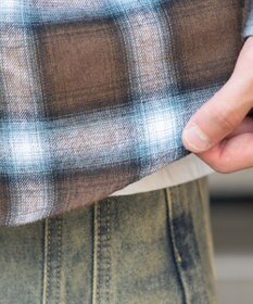 WEGO 【2025年秋冬新作/SMLサイズ展開/ユニセックス着用ITEM】オンブレチェックネルシャツ（LS）