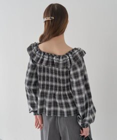 earth music&ecology 【予約】チェックシャーリングブラウス