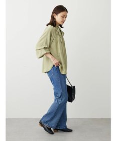 Green Parks スタンドフリルボウタイブラウス