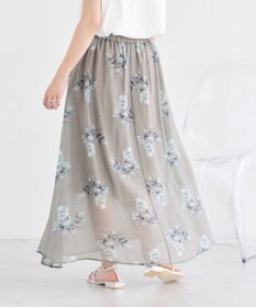 earth music&ecology フラワーシアープリントスカート
