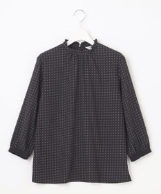 J.PRESS LADIES 【洗える】シュリンクデシン ジオメトリックプリント ブラウス