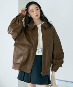 earth music&ecology フェイクレザージップジャケット