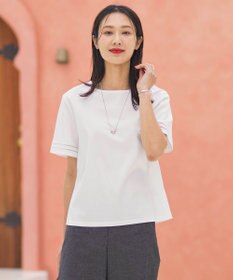 J.PRESS LADIES L 【接触冷感】コットンスムース 刺繍スリーブ カットソー