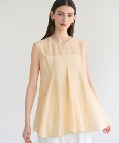 BEIGE， AMARYLLIS / シアー 切り替えフレアブラウス