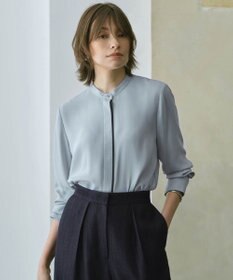 ICB L 【新色追加・WEB限定カラーあり・接触冷感・UVケア・速乾・洗える】BackSatinAmunzen バンドカラーブラウス