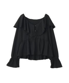 earth music&ecology 【予約】ラッフルカラーカットブラウス