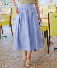 Tiaclasse 【新色追加・選べる丈】麻調タックフレアスカート