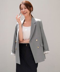 ANY SIS 褒めらレディストレッチ テーラード ジャケット グレーシャンブレー