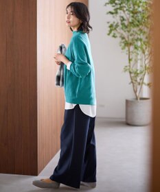 ANY 【洗濯機可/ウエストゴム】ウーリッシュ２タックワイドパンツ