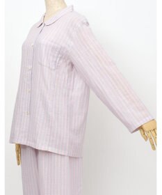 Wing パジャマ 長袖 長ズボン 綿100% 二重ガーゼ素材 すっきりとしたシルエット 通気性（身生地部） シャツタイプ 上下セット レディース EP6000 ウイング／ワコール