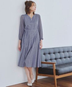 Tiaclasse 【洗える】花柄シフォン袖ワンピース