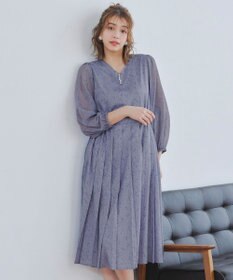 Tiaclasse 【洗える】花柄シフォン袖ワンピース