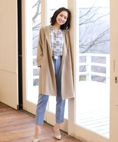 Tiaclasse 【洗える】快適な履き心地のダブルクロステーパードパンツ