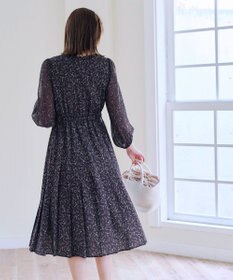 Tiaclasse 【洗える】花柄シフォン袖ワンピース