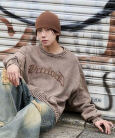 WEGO ブリーチニットグラフィックプルオーバー