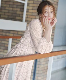 Tiaclasse 【洗える】花柄シフォン袖ワンピース