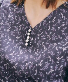 Tiaclasse 【洗える】花柄シフォン袖ワンピース