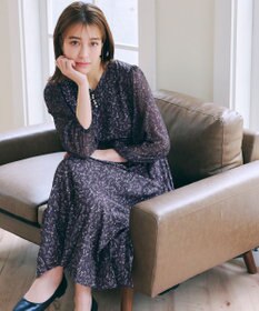 Tiaclasse 【洗える】花柄シフォン袖ワンピース