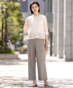J.PRESS LADIES 【洗える・接触冷感・吸水速乾】ドライリネンストレッチ ワイド パンツ