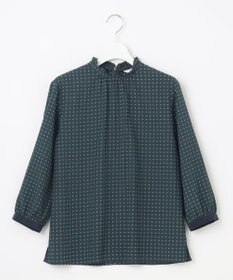 J.PRESS LADIES 【洗える】シュリンクデシン ジオメトリックプリント ブラウス