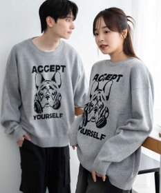 WEGO 【新色追加/ユニセックス着用ITEM/SMLサイズ展開】ジャガードグラフィックプルオーバー（LS）