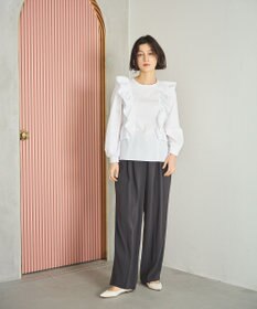 #Newans 【洗濯機可能/シワになりにくい】〈小柄さんにお勧め〉バーティカルフリルブラウス