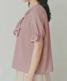 Tiaclasse L 配色パイピングボウタイブラウス