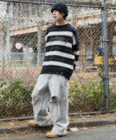 WEGO 【ユニセックス着用ITEM】アゼアミボーダーニットプルオーバー