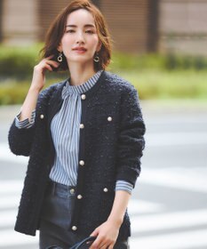 ANY SIS 【洗える】フェイクパールストライプ ブラウス