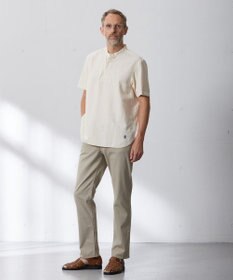 J.PRESS MEN 【HYBRID LINEN】ドビーストライプ バンドカラーラガーシャツ