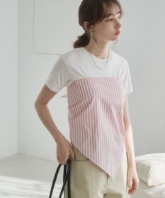 WEGO 【ANGIE VINTAGE】スカーフ付きオーバーサイズストライプシャツ