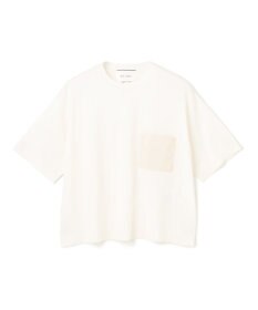 BEIGE， 【洗える】NADIA / レザーポケット付き半袖ニットTシャツ