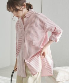 WEGO 【ANGIE VINTAGE】スカーフ付きオーバーサイズストライプシャツ