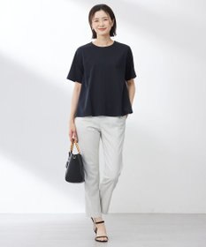 J.PRESS LADIES L 【洗える】セルロースリネンストレッチ テーパード パンツ