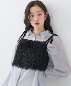 earth music&ecology ラメミックスフェザービスチェ