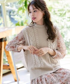 Tiaclasse 【洗える】ケーブル編みニットベスト