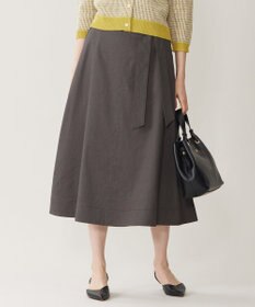 自由区 S 【洗える】リネンビスコースストレッチフレア スカート