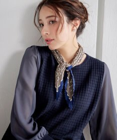 Tiaclasse L 【新色追加・洗える】シアーチェック柄ニットチュニック