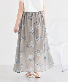 earth music&ecology フラワーシアープリントスカート