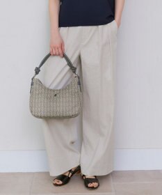 自由区 【セットアップ対応・洗える】リネンビスコースストレッチワイド パンツ