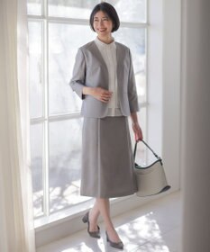 J.PRESS LADIES エンブロコンビ シャツジャージー バンドカラー カットソー