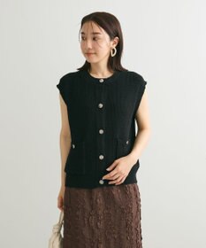 Green Parks シルバーボタンクルーネックベスト