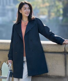 ICB 【2WAY仕様】メモリーストレッチタフタ トレンチコート ネイビー
